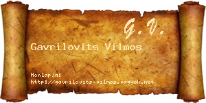 Gavrilovits Vilmos névjegykártya